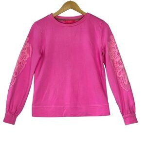 Lilly Pulitzer Sweater Womens XXS Embroidered Pullover Pink